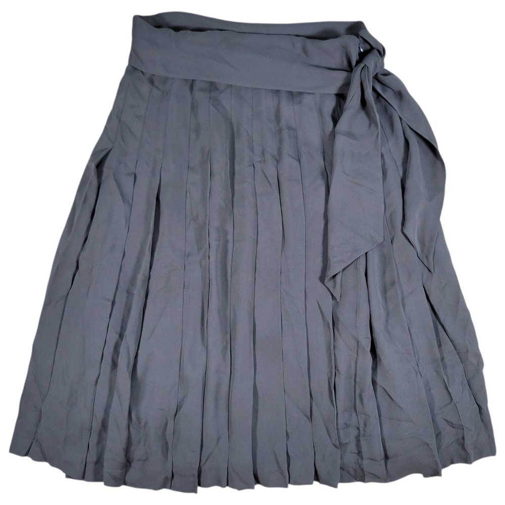 J.CREW Silk Pleated Midi Skirt Womens 4 Gray Crepe Knee Length Career Academia